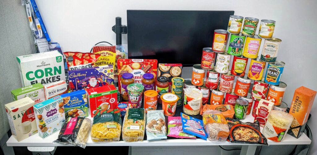 Foodbank Christmas Food collection from West Special Fasteners